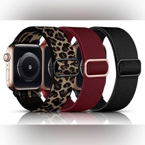 Stretchy Nylon Solo Loop Bands Compatible with Apple Watch (set of 3)